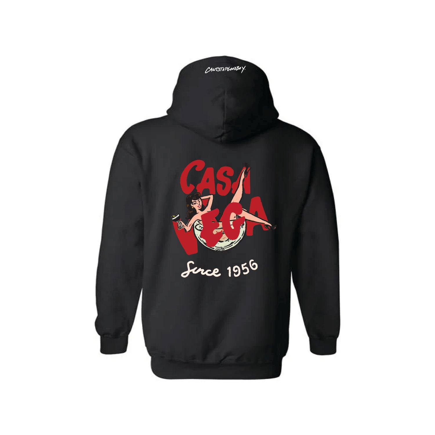 Casa Vega Red Logo Black Hoodie by CANTSTOPGOODBOY