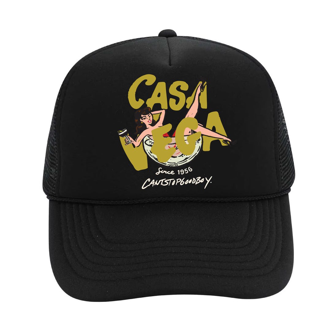 Casa Vega Black & Gold Trucker Hat by CANTSTOPGOODBOY®