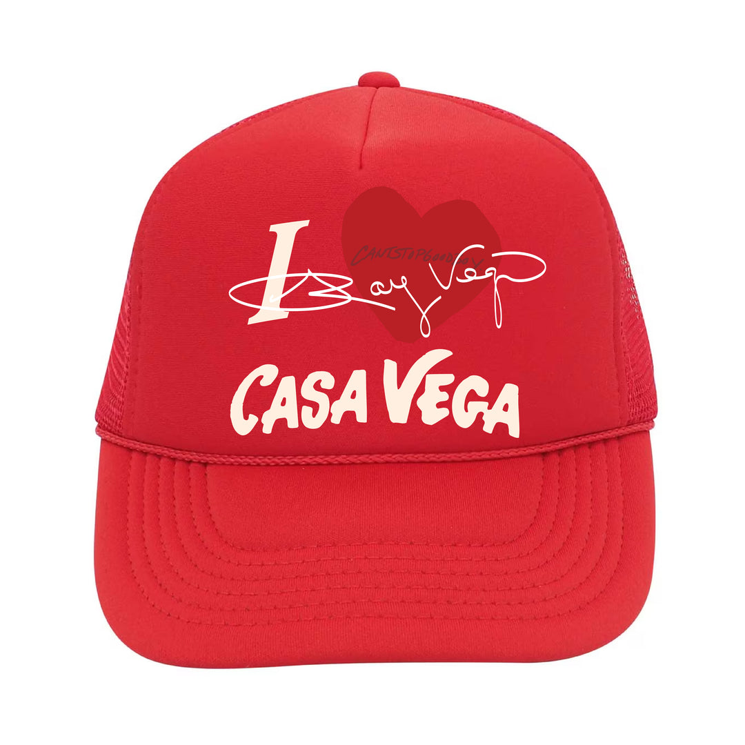 "I Love CV" Red Trucker Hat by CANTSTOPGOODBOY®