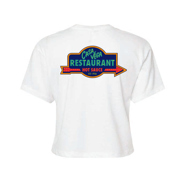 Casa Vega Cropped Hot Sauce White Tee