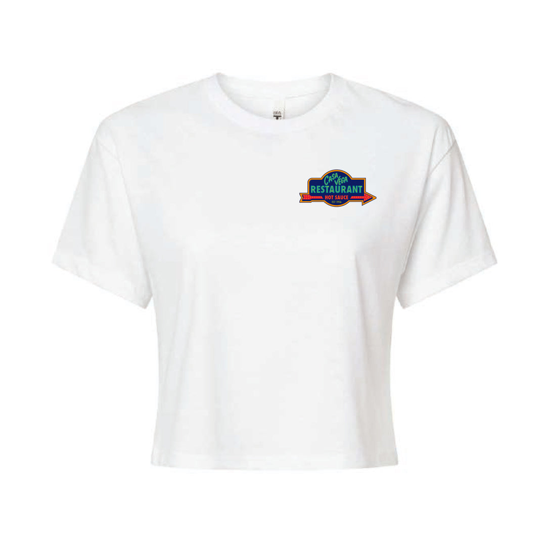 Casa Vega Cropped Hot Sauce White Tee