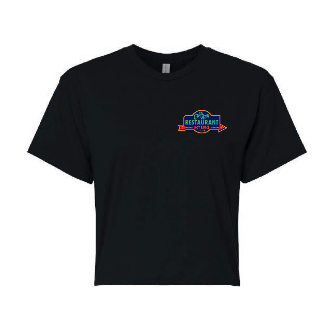 Casa Vega Cropped Hot Sauce Black Tee